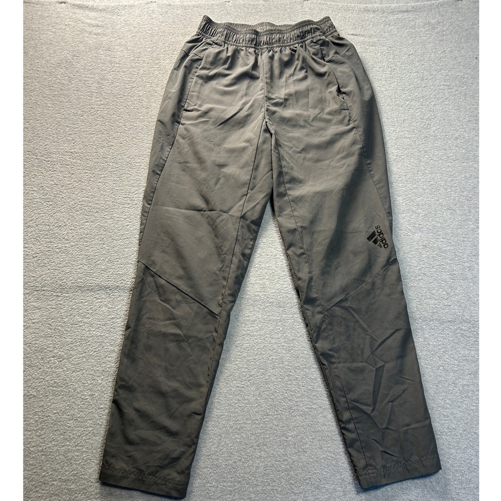 adidas Track Training Pants Mens Small Charcoal Gray Woven Athletic Workout